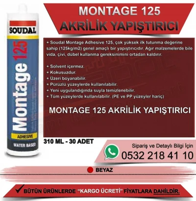 Soudal Montage 125 Acrylic Adhesive White 310 ML (30 Pcs)