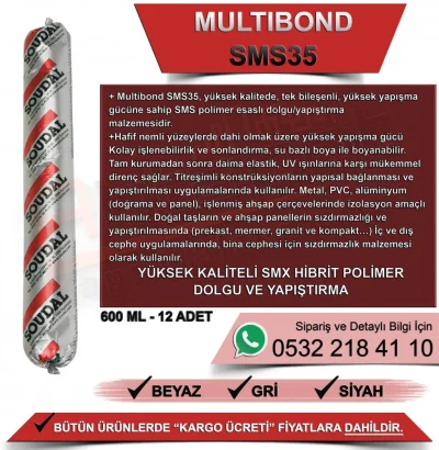 Soudal Multibond Sms 35 Hibrit Polimer Mastik Beyaz 600 ML (12 Adet)