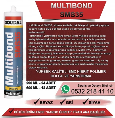 Soudal Multibond Sms 35 Hibrit Polimer Mastik Siyah 290 ML (24 Adet)
