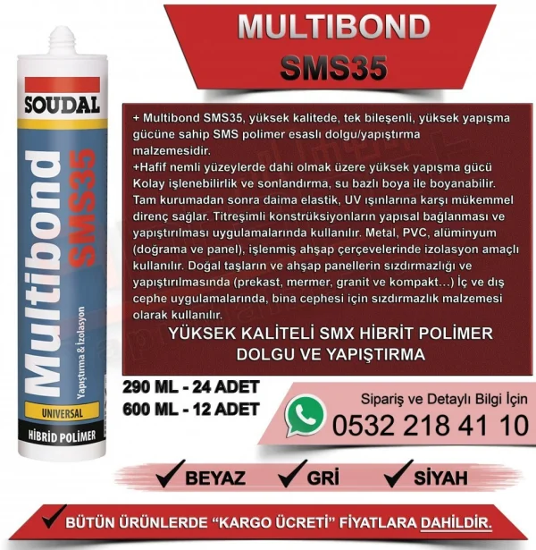 Soudal Multibond Sms 35 Hybrid Polymer Sealant Black 290 ML (24 Pcs) - Soudal Multibond Sms 35 Hybrid Polymer Sealant Black 290 ML (24 Pcs) | Silicone and Mastic