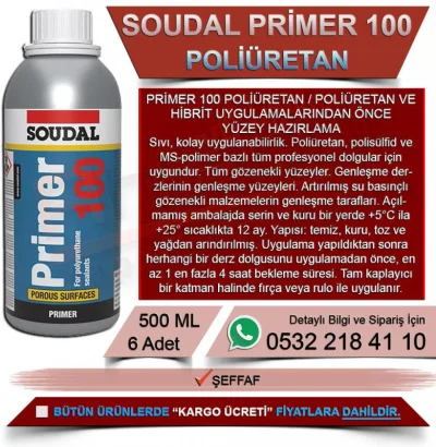 Soudal Primer 100 Poliüretan (500 ML 6 Adet)