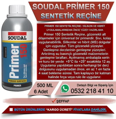 Soudal Primer 150 Sentetik Reçine (500 ML 6 Adet)