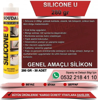 Soudal Silicone U General Purpose Silicone Transparent 280Gr) (30 Pieces)