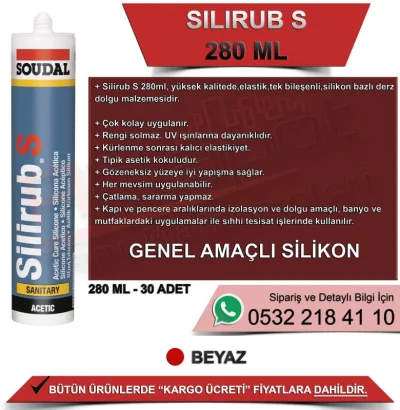 Soudal Silirub S General Purpose Silicone White 280 ML (30 Pieces)