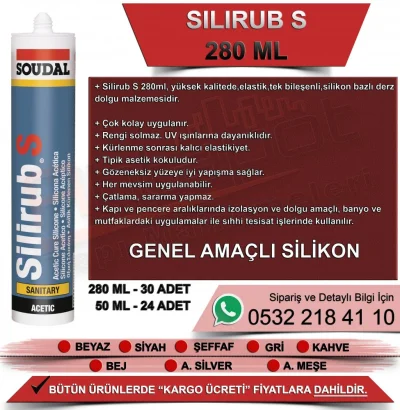 Soudal Silirub S Genel Amaçlı Silikon Şeffaf 280 ML (30 Adet)