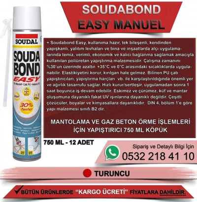 Soudal Soudabond Easy Mantolama Ve Yapıştırma Köpüğü 750 ML (12 Adet)