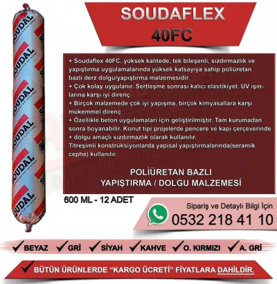 Soudal Soudaflex 40 Fc Poliüretan Mastik Siyah 600 ML (12 Adet)
