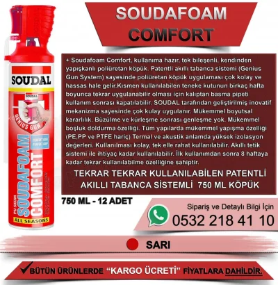 Soudal Soudafoam Comfort Pratik Uygulama Köpüğü 750 ML (12 Adet)