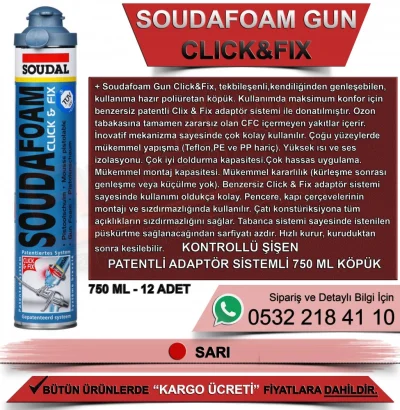 Soudal Soudafoam Gun Click&Fix Professional Foam 750 ML (12 Pieces)
