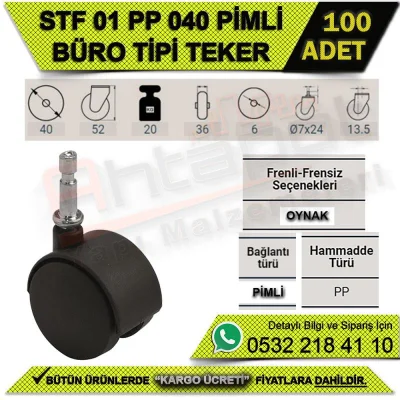ST 04 PP 040 PİMLİ BÜRO TİPİ TEKER (100 ADET)
