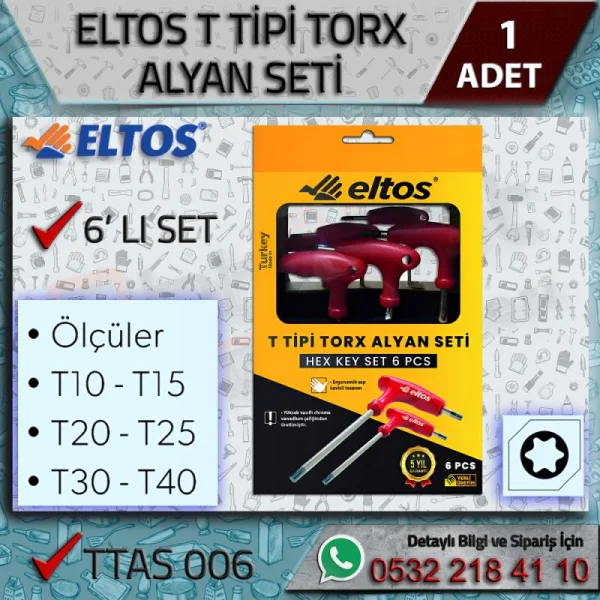 T Handle Torx Allen Set 6 Pieces | eltos - Retail Products T Handle Torx Allen Set 6 Pieces | eltos | Retail Products