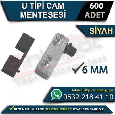 U Tipi Cam Menteşesi Siyah (600 Adet)