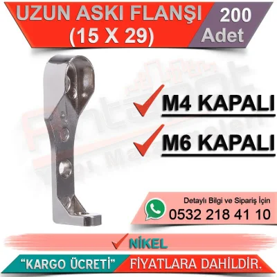 Uzun Askı Flanşı M4 Kapalı (15x30) Nikel (200 Adet)