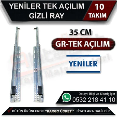 Yeniler Tek Açılım Gizli Ray 35 Cm (10 Takım)