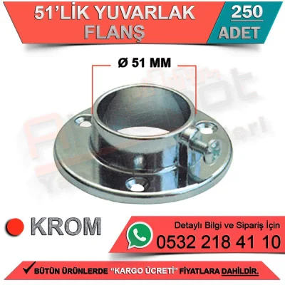 Round Flange Screw Ø51 Chrome (250 Pieces)
