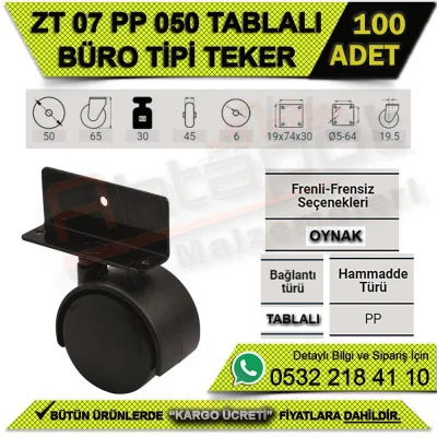ZT 07 PP 050 TABLALI BÜRO TİPİ TEKER (100 ADET)